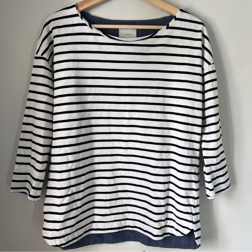 Next Monochrome Striped Long Sleeve Top UK 10 US 6